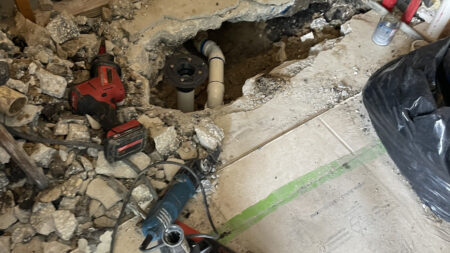Professional plumbing services in progress